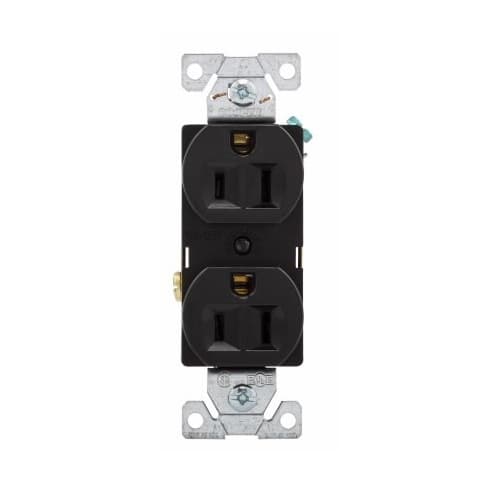 Eaton Wiring 15 Amp Duplex Receptacle, 2-Pole, 3-Wire, 14-10 AWG, 5-15R, 125V, BLK