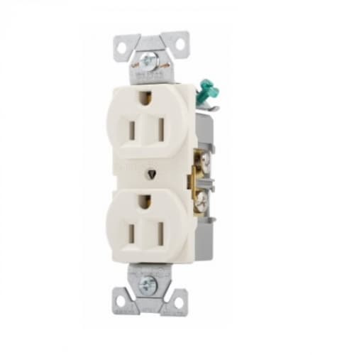 Eaton Wiring 15 Amp Duplex Receptacle, Auto-Grounded, Commercial, Light Almond
