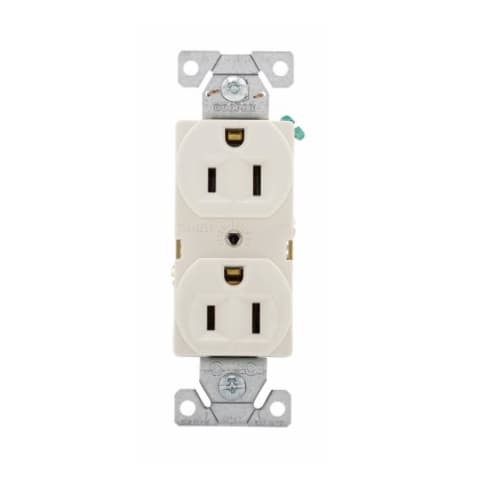 15 Amp Duplex Receptacle, Auto-Grounded, Commercial, Light Almond