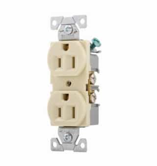 Eaton Wiring 15 Amp Duplex Receptacle, Auto-Grounded, Commercial, Ivory