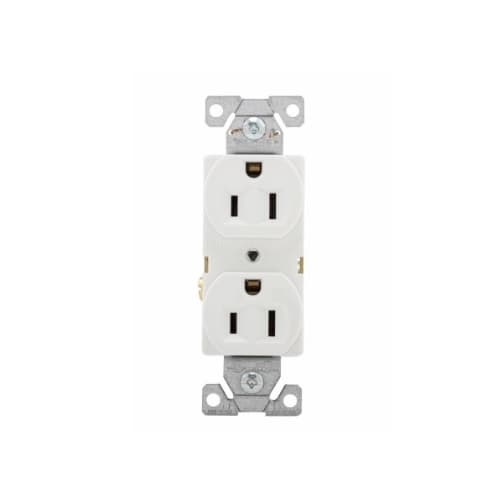 15 Amp Duplex Receptacle, 2-Pole, 3-Wire, 125V, #14-10 AWG, White