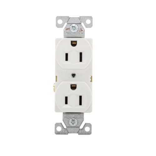 15 Amp Duplex Receptacle, Auto-Grounded, Commercial, White