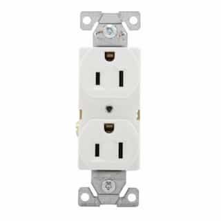 Eaton Wiring 15 Amp Duplex Receptacle, 2-Pole, 3-Wire, 14-10 AWG, 5-15R, 125V, WHT
