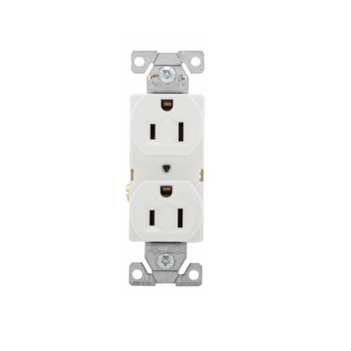 Eaton Wiring 15 Amp Duplex Receptacle w/ No Ears, 2-Pole, 3-Wire, 125V, #14-#10 AWG, White