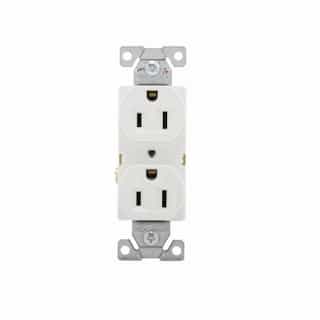 Eaton Wiring 15 Amp Duplex Receptacle w/ No Ears, 2-Pole, 3-Wire, 125V, #14-#10 AWG, White