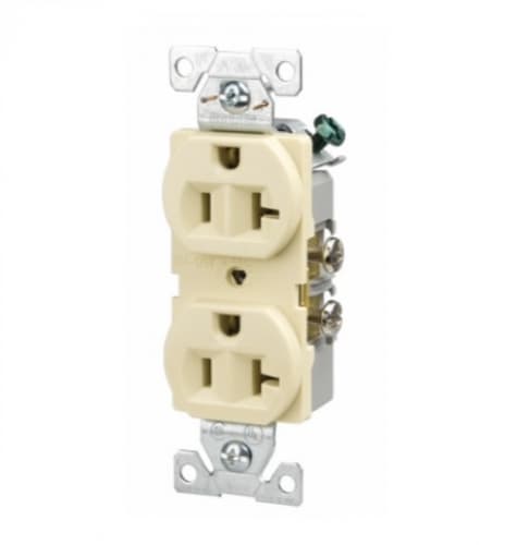 20 Amp Duplex Receptacle , Auto-Grounded, Commercial, Almond