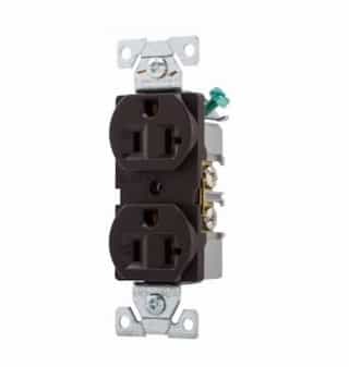 20 Amp Duplex Receptacle , Auto-Grounded, Commercial, Brown