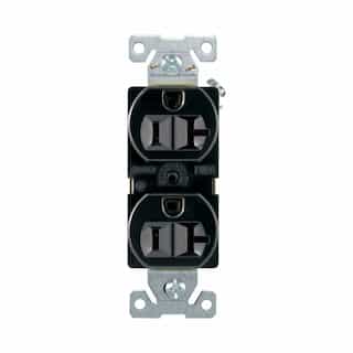 Eaton Wiring 20A Duplex Receptacle, Back & Side, 2-Pole, 3-Wire, 125V, Black