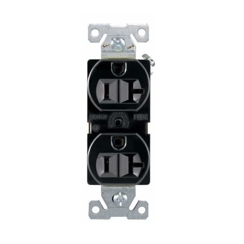 Eaton Wiring 20 Amp Duplex Receptacle, 2-Pole, 3-Wire, 14-10 AWG, 5-20R, 125V, BLK