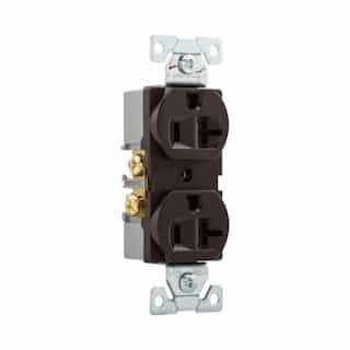 Eaton Wiring 20A Duplex Receptacle, Straight, 2-Pole, 3-Wire, Back & Side, 125V, BR