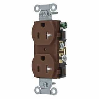 Eaton Wiring 20A Duplex Receptacle, Straight, No Ears, 125V, Brown