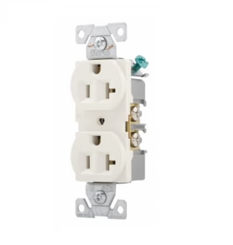 20 Amp Duplex Receptacle , Auto-Grounded, Commercial, Light Almond
