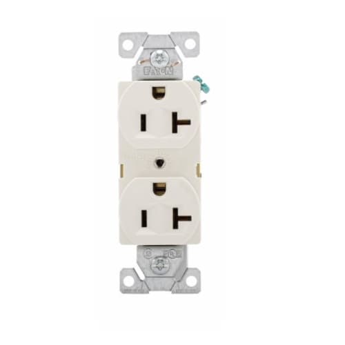 20 Amp Duplex Receptacle, Auto-Grounded, Commercial, Light Almond