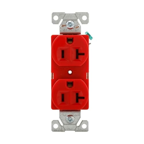 20A Duplex Receptacle, Straight, 2-Pole, 3-Wire, 125V, Red