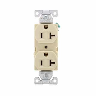 20 Amp Duplex Receptacle, Auto-Grounded, Commercial, Ivory