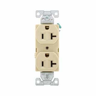 20A Duplex Receptacle, Straight, 2-Pole, 3-Wire, 125V, Ivory
