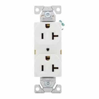 20 Amp Duplex Receptacle, 2-Pole, 3-Wire, 14-10 AWG, 5-20R, 125V, WHT