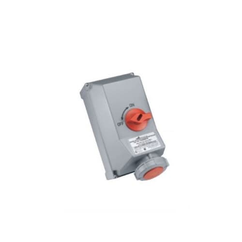 Eaton Wiring 30 Amp Pin and Sleeve Mechanical Interlock w/ Breaker & Panel, 3-Pole, 4-Wire, 480V, Red