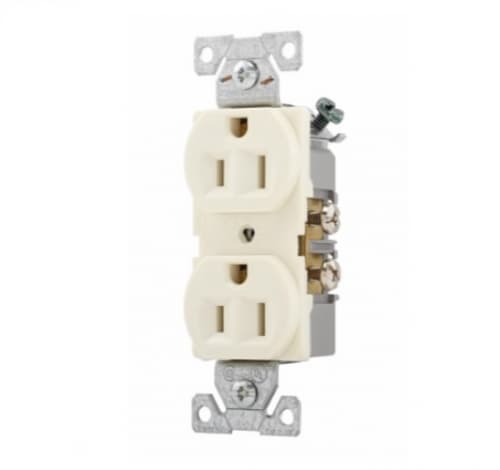 Eaton Wiring 15 Amp Duplex Receptacle, PVC, Commercial, Almond