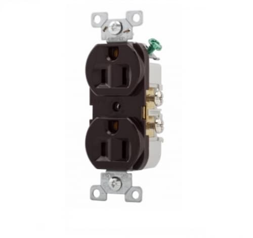 Eaton Wiring 15 Amp Duplex Receptacle, PVC, Commercial, Brown