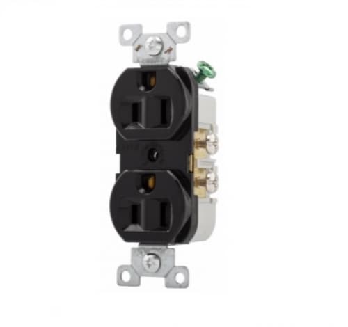Eaton Wiring 15 Amp Duplex Receptacle, PVC, Commercial, Black