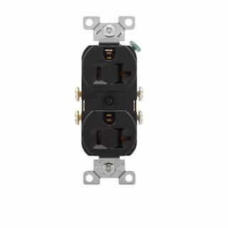 Eaton Wiring 20 Amp Duplex Receptacle, Side-Wired, Commercial Grade, Black
