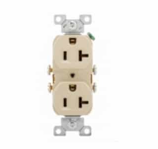 Eaton Wiring 20 Amp Duplex Receptacle, PVC, Commercial, Ivory