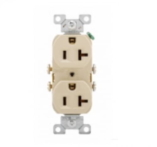 Eaton Wiring 20 Amp Duplex Receptacle, PVC, Commercial, Ivory