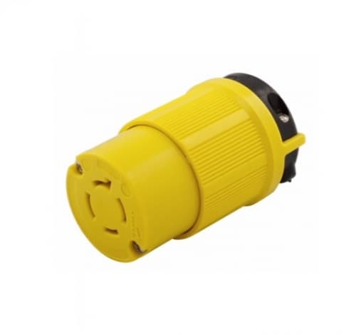 20 Amp Locking Receptacle, Corrosion Resistant, NEMA 14-20, Yellow