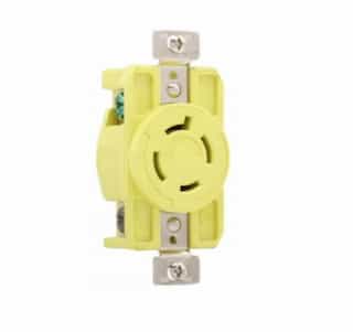 30 Amp Locking Receptacle, Corrosion Resistant, NEMA 14-30, Yellow