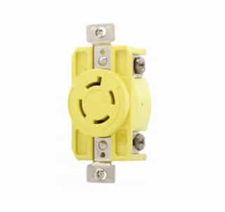 20 Amp Locking Receptacle, Corrosion Resistant, NEMA 15-20, Yellow