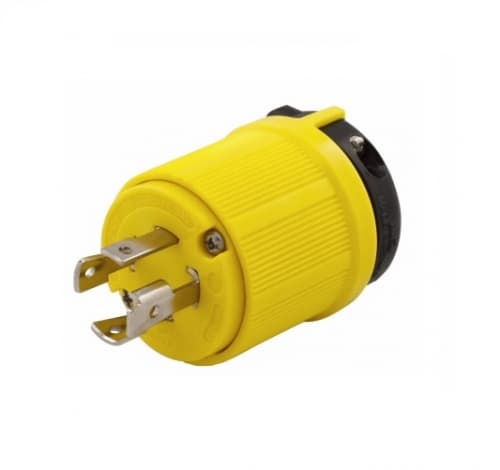 30 Amp Locking Connector, Corrosion Resistant, NEMA 15-30, Yellow