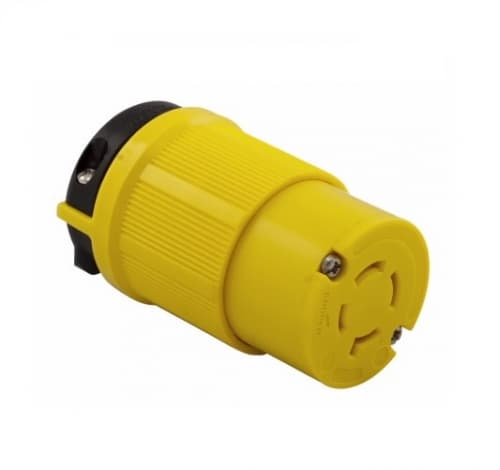 20 Amp Locking Receptacle, Corrosion Resistant, NEMA 16-20, Yellow
