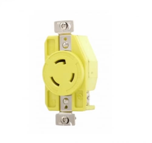 20 Amp Locking Receptacle, Corrosion Resistant, NEMA 5-20, Yellow