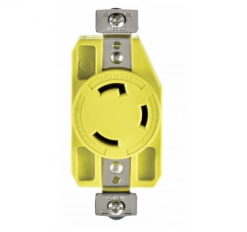30 Amp Locking Receptacle, Corrosion Resistant, NEMA 5-30, Yellow