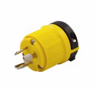 20 Amp Locking Plug, Corrosion Resistant, NEMA 6-20, Yellow