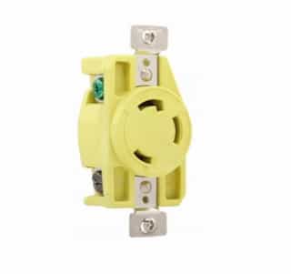 30 Amp Locking Receptacle, Corrosion Resistant, NEMA 6-30, Yellow