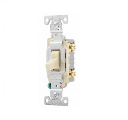 20 Amp Toggle Switch, 2-Pole, Commercial, Ivory