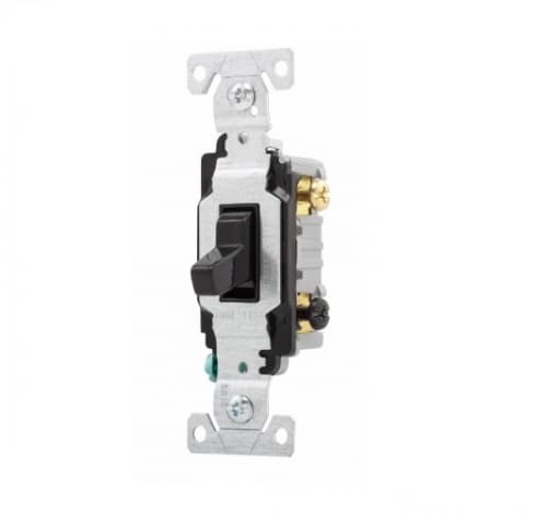Eaton Wiring 15 Amp Toggle Switch, 3-Way, Commercial, Black