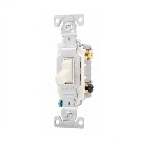 15 Amp Toggle Switch, 3-Way, Commercial, Light Almond