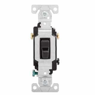 Eaton Wiring 20 Amp Toggle Switch, Single-Pole, 3-Way, 14-10 AWG, 120V-277V, Black