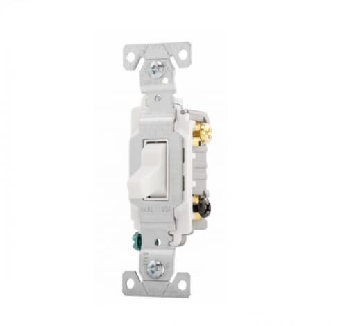 20 Amp Toggle Switch, 3-Way, Commercial, White