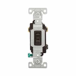 Eaton Wiring 15A Toggle Switch, Three-Way, Back & Side, 120V/277V, Black