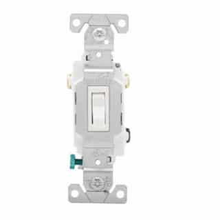 15 Amp Toggle Switch, #14-10 AWG, 3-Way, 120/277V, White