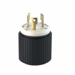 30 Amp Locking Plug, NEMA L12-30, 480V, Black/White