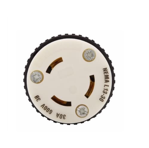 Eaton Wiring 30 Amp Locking Connector, NEMA L13-30, 600V, Black/White