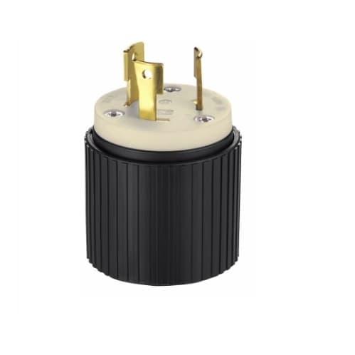 30 Amp Locking Plug, NEMA L13-30, 600V, Black/White