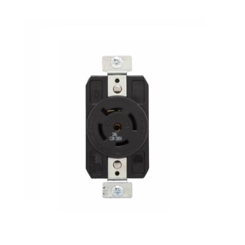 Eaton Wiring 20 Amp Single Receptacle, 4-Pole, 5-Wire, #14-8 AWG, 208V, Black
