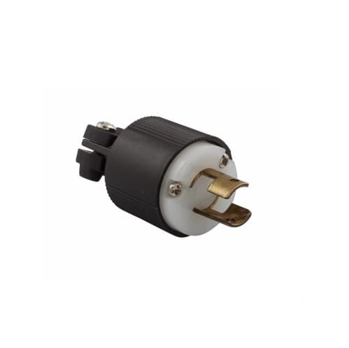 20 Amp Locking Plug, NEMA L2-20, 250V, Black/White