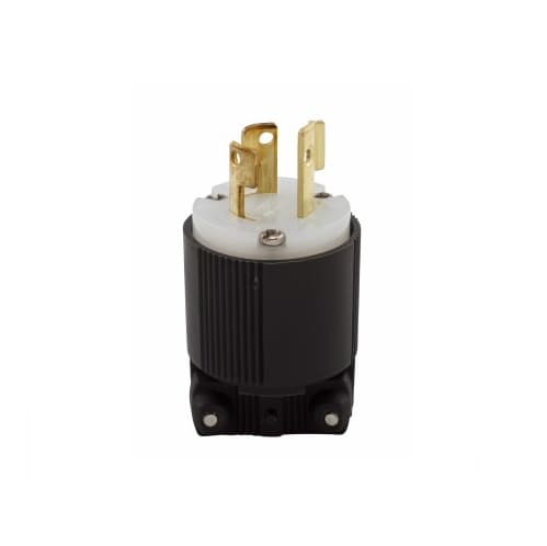 15 Amp Locking Plug, NEMA L6-15, 250V, Black/White